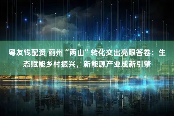 粤友钱配资 蓟州“两山”转化交出亮眼答卷：生态赋能乡村振兴，新能源产业成新引擎